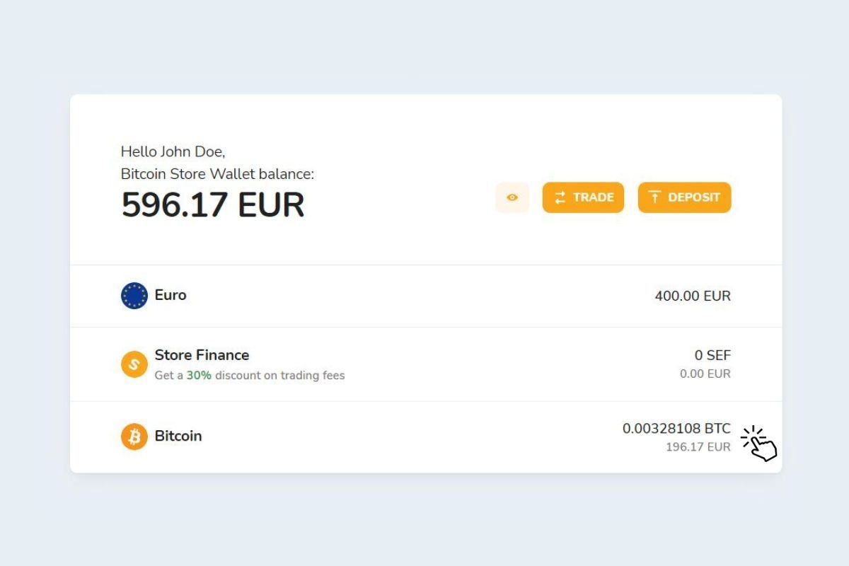 Cryptocurrency portfolio in Bitcoin Store Wallet digital wallet.
