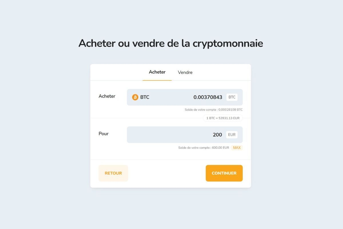 Acheter du Bitcoin (BTC) contre des euros (EUR) sur l'échange Bitcoin Store.