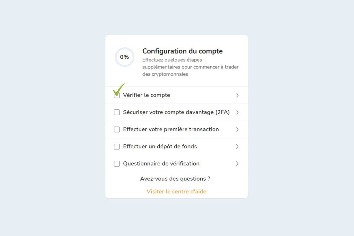 Vérification d'identité (KYC) sur la plateforme Bitcoin Store pour acheter, vendre et stocker des cryptomonnaies.