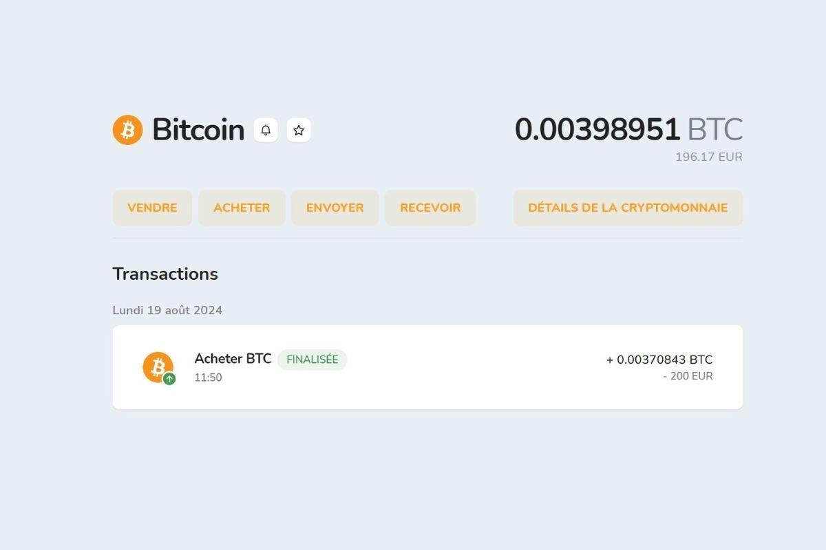 Vente de Bitcoin (BTC) et d'autres cryptomonnaies avec le portefeuille numérique Bitcoin Store Wallet.