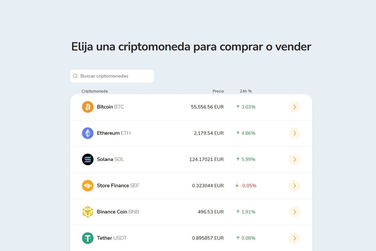 Una lista de más de 170 criptomonedas disponibles para la compra en el exchange de Bitcoin Store.