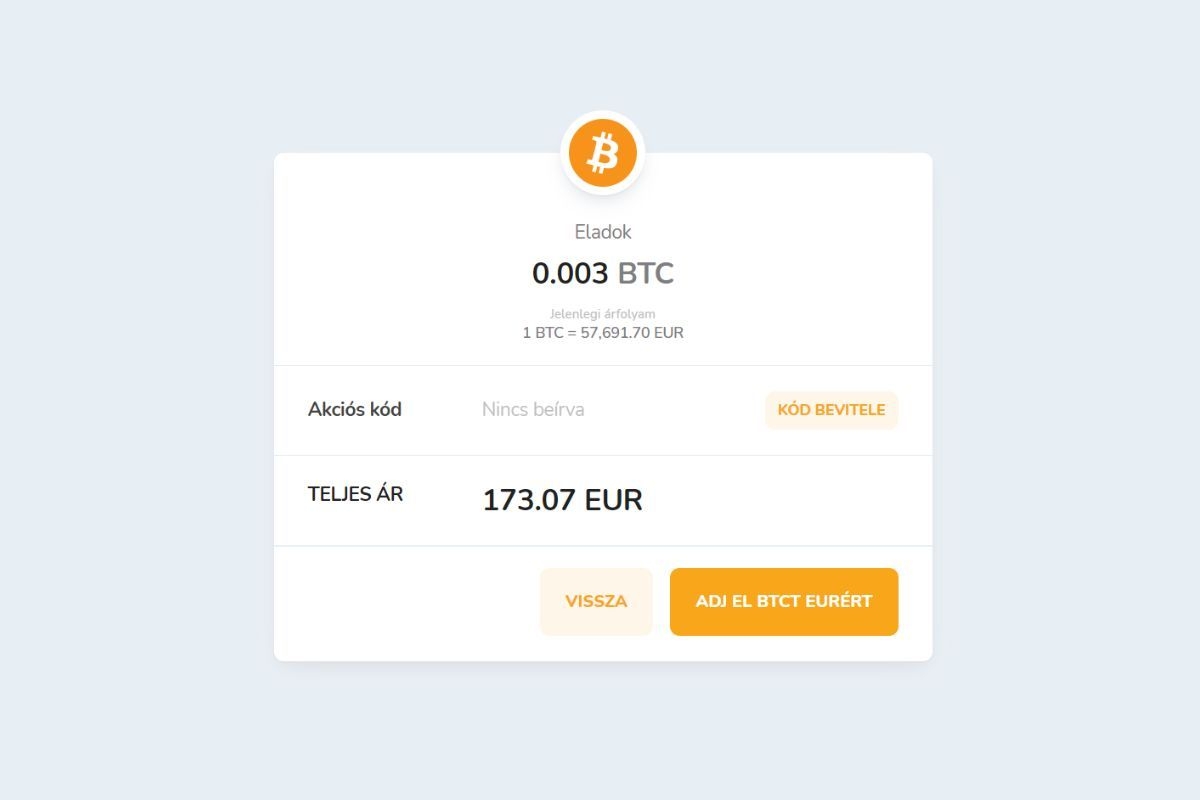 Kriptovaluták eladásának megerősítése a Bitcoin Store Wallet segítségével