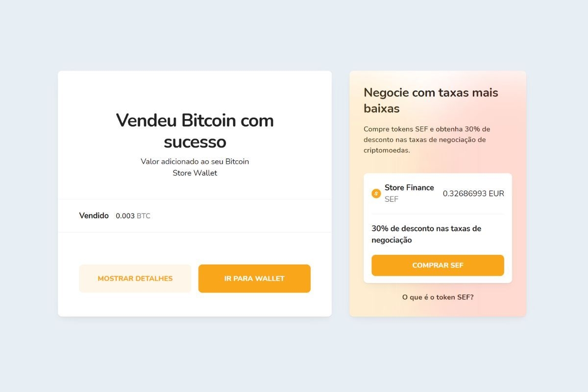 Confirmação da venda de Bitcoins via Bitcoin Store Wallet