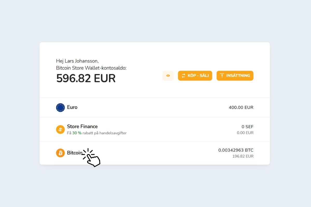 Kryptovalutaportfölj i den digitala plånboken Bitcoin Store Wallet.