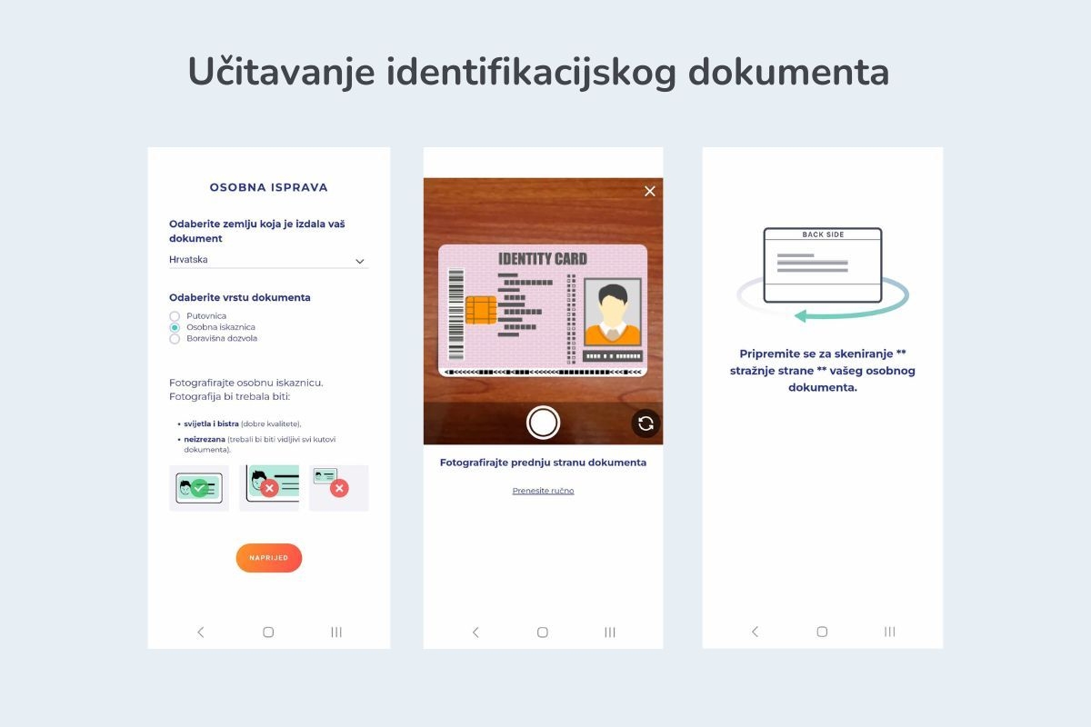 Slika prikazuje postupak učtavanja identifikacijskog dokumenta